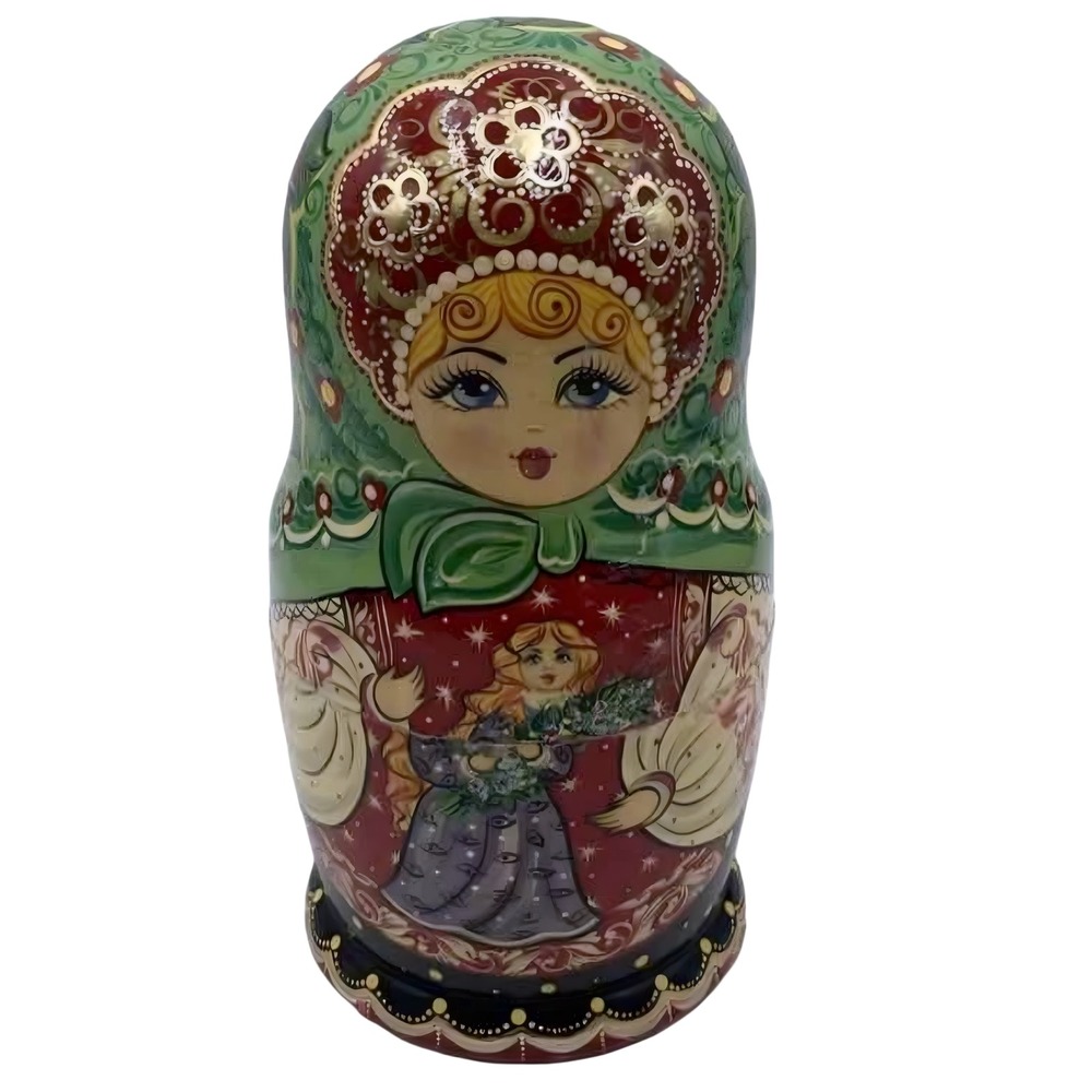 Hand‎ Painted Matryoshka Russian Nesting Doll Floral Folk Art Set Collectible